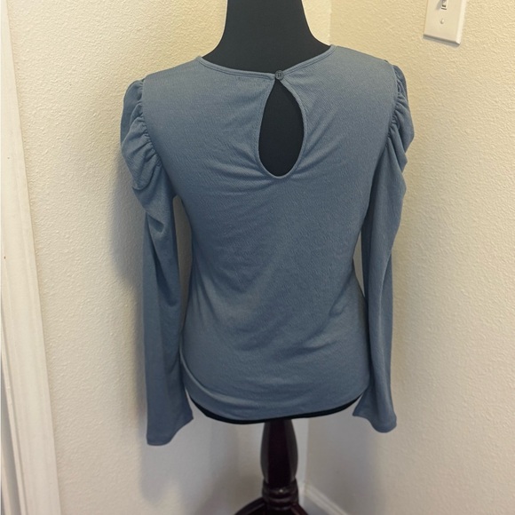2 FOR $20 Stella & Dot Refuse To Be Ordinary Blue Puff Sleeve Top Long Sleeve S - Picture 4 of 9